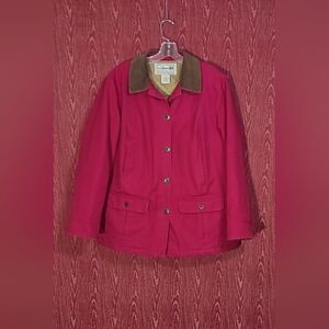 L.L. Bean Red Utility Jacket with Brown Collar